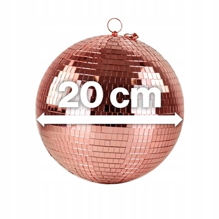 Zestaw: Kula lustrzana 20cm różowo-złota+ napęd bateryjny+ pinspot LED