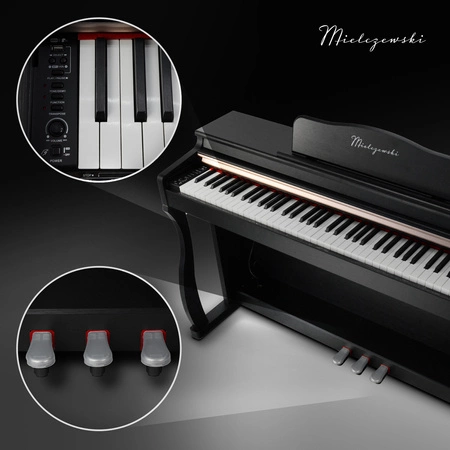 Pianino cyfrowe ze statywem 88 dynamicznych klawiszy NOCTURNO czarne Mielczewski
