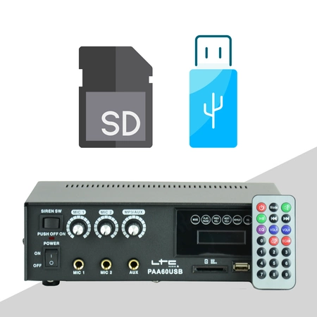 Wzmacniacz radiowęzłowy z odtwarzaczem PAA60USB