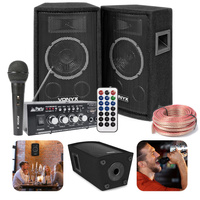 Zestaw karaoke: wzmacniacz karaoke 2x 25W+ dwie kolumny pasywne 6''+ mikrofon+ okablowanie