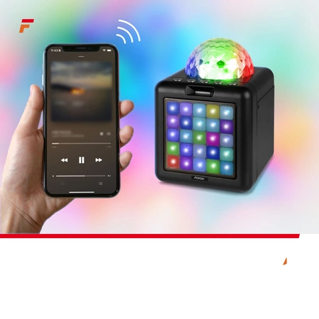 Głośnik bluetooth karaoke z półkulą LED 15W BT 2 mikrofony Fenton