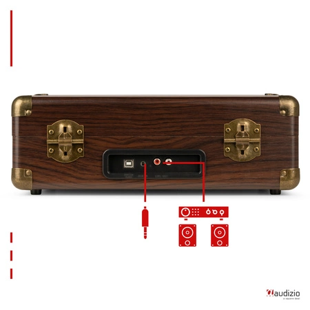 Gramofon w walizce RP114W Audizio brązowy