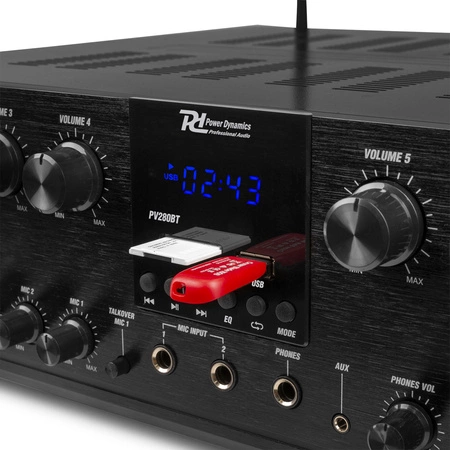 Wzmacniacz audio 8 strefowy 800W PV280BT Power Dynamics