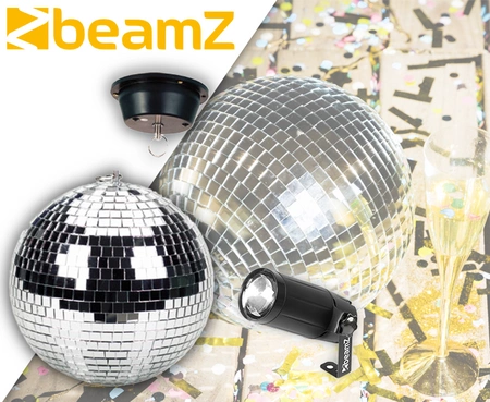 Zestaw: Kula lustrzana 20cm+ napęd sieciowy+ reflektor pinspot LED 6W BeamZ