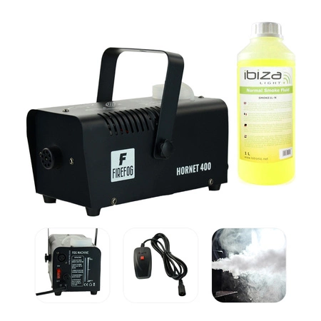 Zestaw: Wytwornica dymu 400W Hornet400 pilot przewodowy/ Firefog + płyn1l