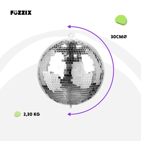 Zestaw: Kula lustrzana 30cm+ napęd bateryjny LED Fuzzix