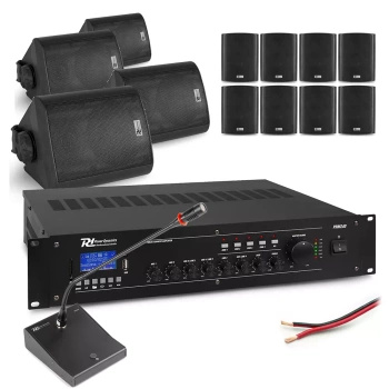Zestaw czarnych głośników naściennych 12 x 4" BC40V z mikrofonem konferencyjnym biurkowym