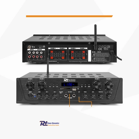 Wzmacniacz audio PV240BT 4 strefowy 400W BT USB SD FM pilot Power Dynamics