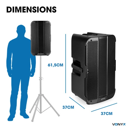 Aktywny zestaw nagłośnieniowy Vonyx VD712A BT TWS statywy- 2x 12'' - 1600 W
