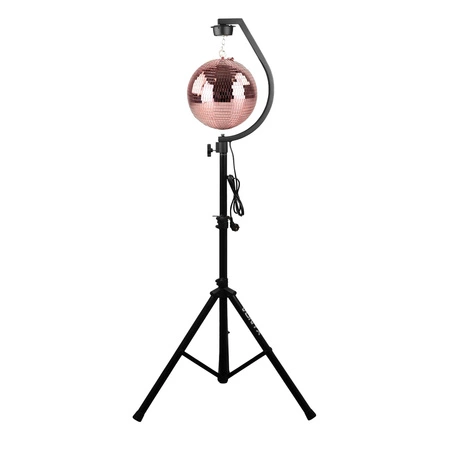 Zestaw: Kula lustrzana 30cm różowa+ statyw z napędem sieciowym + Pinspot LED