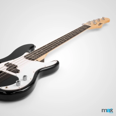 Zestaw: Gitara elektryczna basowa czarna GigKit wzmacniacz akcesoria