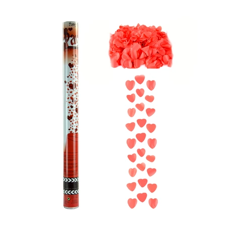 Tuba - wyrzutnia konfetti 60 cm - czerwone serca