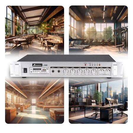 Zestaw białych głośników naściennych 8x 4'' z 2-strefowym wzmacniaczem