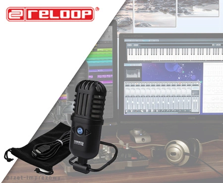 Mikrofon pojemnościowy sPodcaster Go w zestawie statyw i pokrowiec