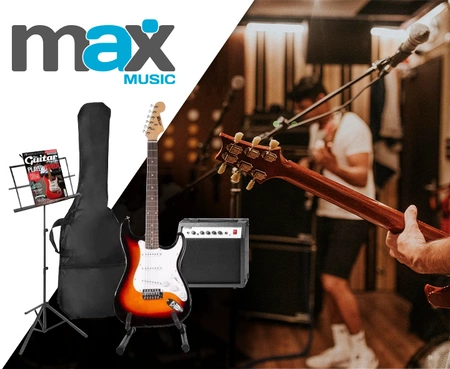 Zestaw: Gitara elektryczna Gigkit Max sunburst+ wzmacniacz +statyw +pulpit na nuty +akcesoria