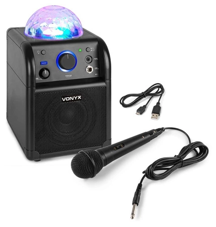 Głośnik bluetooth karaoke kula LED SBS50B BT czarny+ mikrofon bezprzewodowy