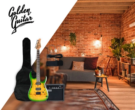 Gitara elektryczna superstrat - kompletny zestaw -Golden Guitar PSG-3 Zielony