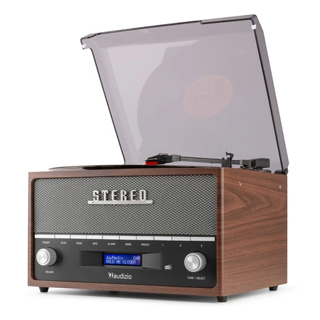 Gramofon retro Frisco Audizio z radiem DAB brązowy