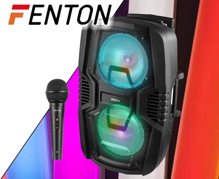 Głośnik mobilny Fenton 2x 10" FT210LED, zestaw karaoke z Bluetooth - 700W