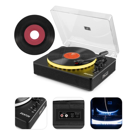 Gramofon RP162LED Fenton wejście/wyjście BT czarny
