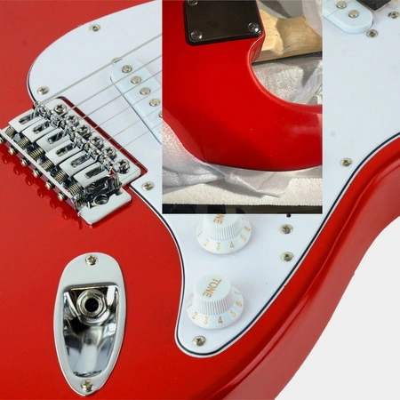 Gitara elektryczna - kompletny zestaw -Golden Guitar STEG-20 Czerwona Stratocaster