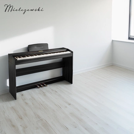 Pianino cyfrowe ważone z mechanizmem młoteczkowym ze statywem CANTATA czarne Mielczewski