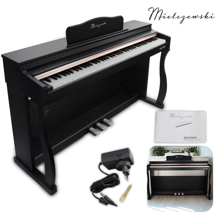 Pianino cyfrowe ze statywem 88 dynamicznych klawiszy NOCTURNO czarne Mielczewski