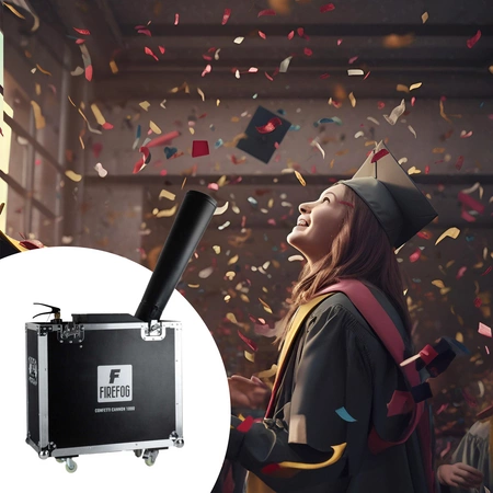 Zestaw: Wyrzutnia konfetti na CO2 CANNON 1000+ case Firefog+ konfetti wielokolorowe 3x5kg