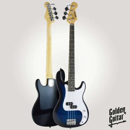 Gitara basowa - kompletny zestaw -Golden Guitar PBGB-40 czarno-niebieska