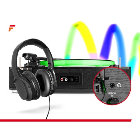 Gramofon RP162LED Fenton wejście/wyjście BT czarny