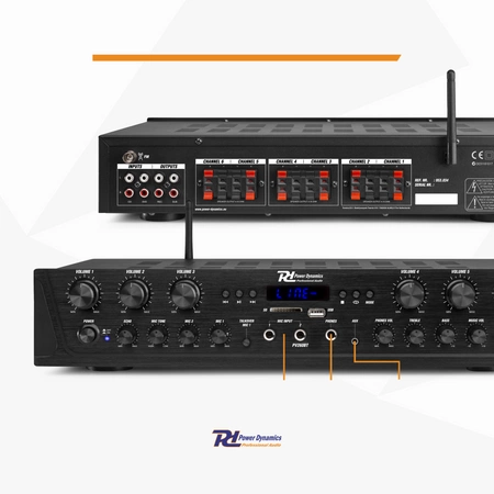 Wzmacniacz audio PV260BT 6 strefowy 600W BT USB SD FM pilot Power Dynamics