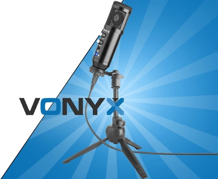 Mikrofon studyjny USB Vonyx CM320B ze statywem stołowym - czarny