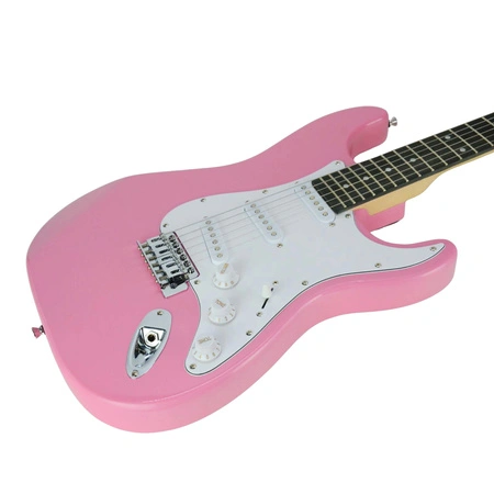 Gitara elektryczna - kompletny zestaw -Golden Guitar STEG-20 Różowa Stratocaster