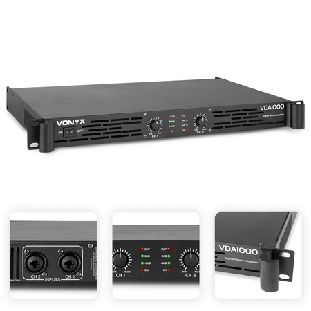Wzmacniacz 2 x500W VDA1000 PA 1U