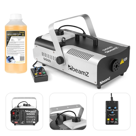 Zestaw: Wytwornica dymu 1500W S1500+ płyn do dymu 1l Beamz