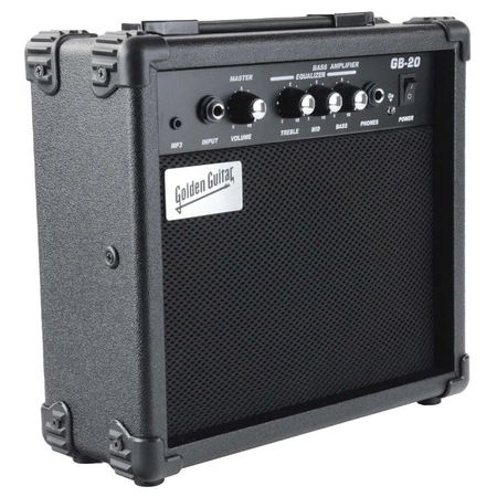 Gitara basowa - kompletny zestaw -Golden Guitar PBGB-40 czarno-niebieska