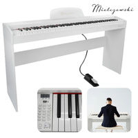 Pianino cyfrowe 88 dynamicznych klawiszy ze statywem ARIA II białe Mielczewski