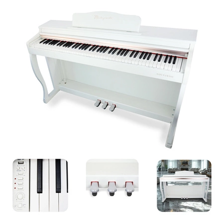 Pianino cyfrowe ze statywem 88 dynamicznych klawiszy NOCTURNO białe Mielczewski