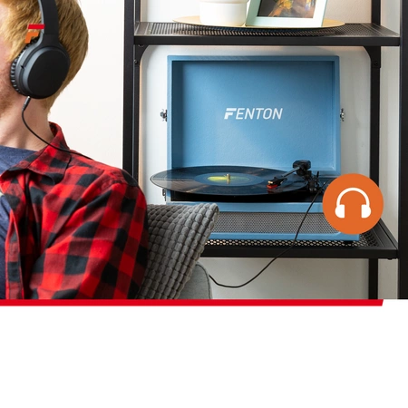 Gramofon w walizce RP118E Fenton wejście/wyjście BT niebieski