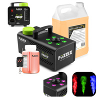 Zestaw: Wytwornica dymu pionowego 6 diod LED RGB F506V Fuzzix+ płyn do dymu 5l
