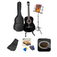 Zestaw: Gitara klasyczna 39'' SoloArt Max czarna +statyw + pulpit na nuty +ackesoria