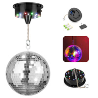 Zestaw: Kula lustrzana 20cm+ napęd bateryjny z diodami LED