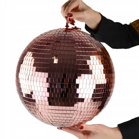 Zestaw: Kula lustrzana 20cm różowo-złota+ napęd bateryjny+ pinspot LED