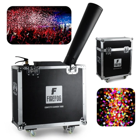 Zestaw: Działo wyrzutnia konfetti na CO2 CANNON 1000+ case Firefog+ konfetti srebrne 3x5kg