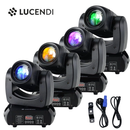 Zestaw: 4x Głowa ruchoma BEAM100 Lucendi + Case