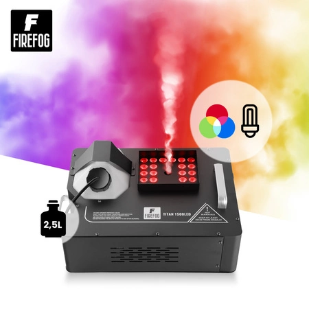 Zestaw: Wytwornica dymu pionowego LED 1500W Titan1500LED pilot DMX/ Firefog + płyn 1L