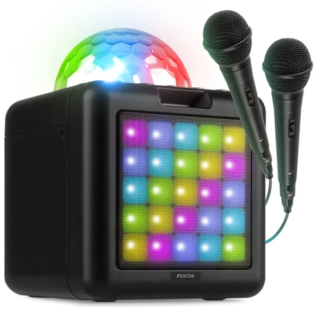 Głośnik bluetooth karaoke z półkulą LED 15W BT 2 mikrofony Fenton