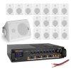 Zestaw białych głośników naściennych 16 x 4" BC40V z wzmacniaczem 4 strefowym