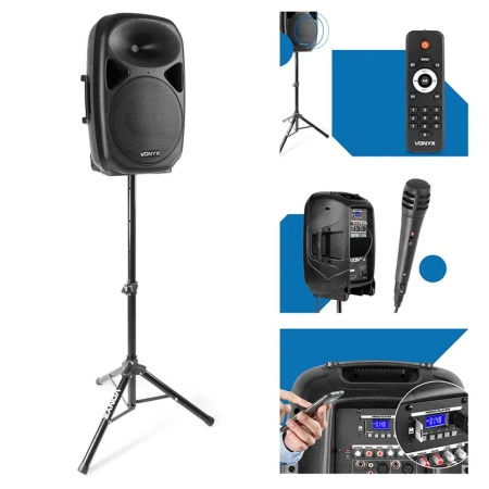 Kolumna aktywna PA 12'' BT USB SPS12A Vonyx+ statyw pilot mikrofon