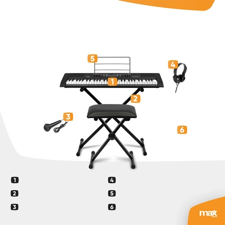 Zestaw: Keyboard 61-klawiszy czułych na dotyk Rhapsody61M Max + statyw, ławka, słuchawki